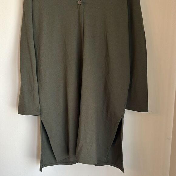 J. JILL WOMEN LONG HOODED POCKET OLIVE GREEN CAPE ROBE JACKET XL EUC PIMA COTTON - Picture 3 of 11